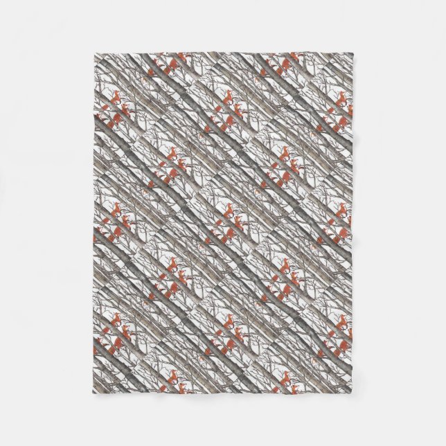 Rote Füchse in der Holzkunst Schöne Wohngestaltung Fleecedecke (Vorderseite)