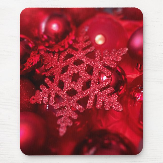Rote funkelnd Schneeflocke Mousepad (Vorne)