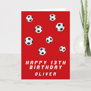 Rote Fußballjungen Glücklicher Geburtstag Karte