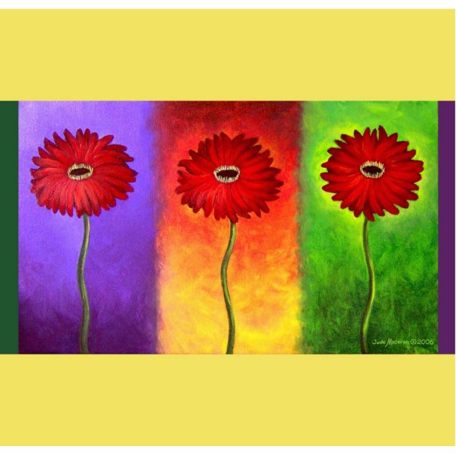 Rote Gänseblümchen-Blumen-Malerei - multi Freistehende Fotoskulptur (Vorne)