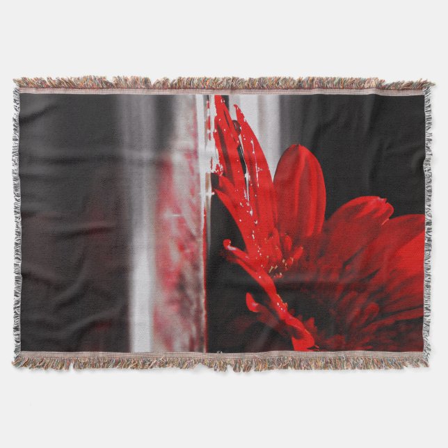 Rote Gänseblümchen-Gerbera-Blume Decke (Vorderseite)
