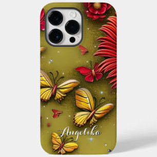 Rote Gänseblümchen Gold Schmetterlinge Personalisi Case-Mate iPhone 14 Pro Max Hülle