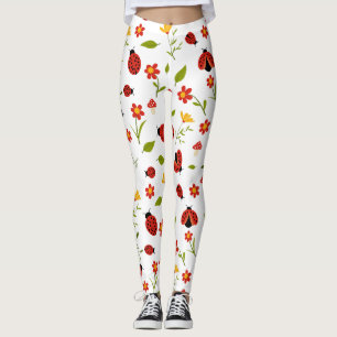 Rote Gänseblümchen-Marienkäfer-Blumengarten-Leggin Leggings
