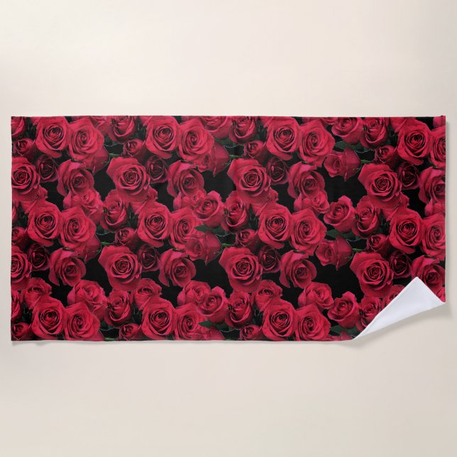 Rote Garten-Rosen-Blumenbadetuch Strandtuch (Vorderseite)