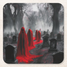 Rote Geister haben sich auf dem Friedhof versammel