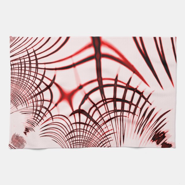 Rote, gekrümmte Spuren auf hellem Hintergrund Geschirrtuch (Horizontal)