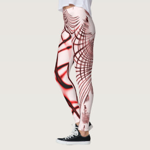 Rote, gekrümmte Spuren auf hellem Hintergrund Leggings