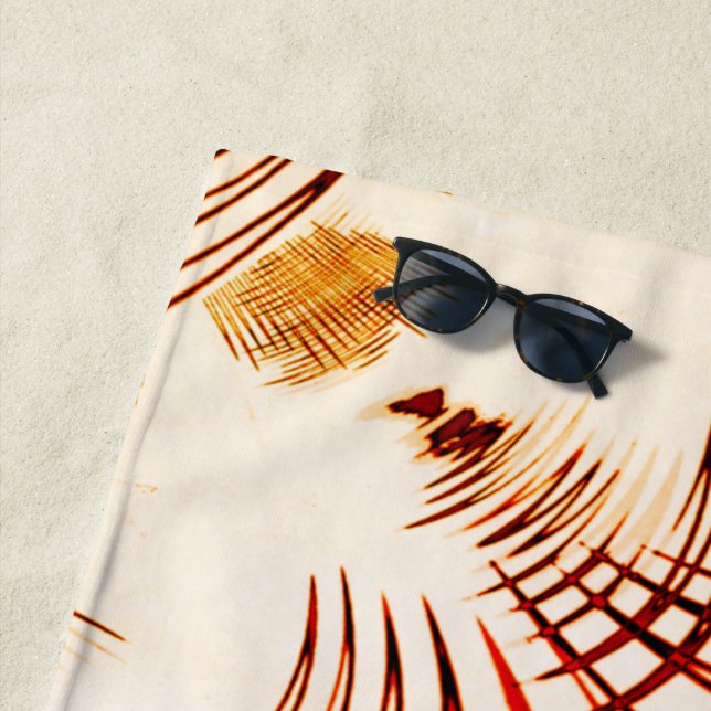 Rote, gekrümmte Spuren mit gealterter Wirkung Strandtuch (Beispiel)