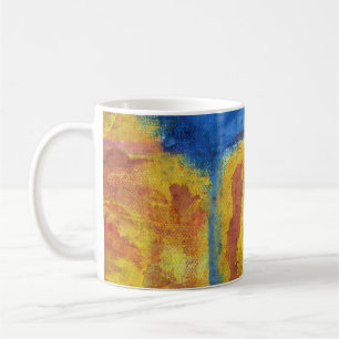 Rote gelbe blaue abstrakte Wüste der globalen Kaffeetasse