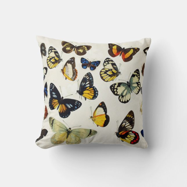 ROTE GELBE BLAUE WHITE BUTTERFLIES Schönheit Natur Kissen (Vorderseite)