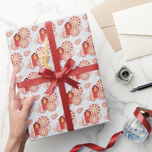 Rote Gelbe Blume Arabian Nacht Quinceñera Geschenkpapier (Von Creator hochgeladen)