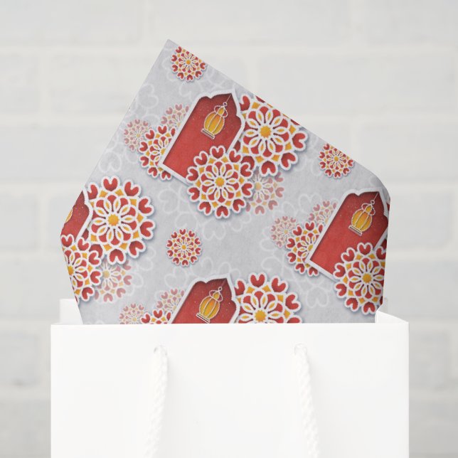 Rote Gelbe Blume Arabian Nacht Quinceñera Seidenpapier (Geschenktüte)