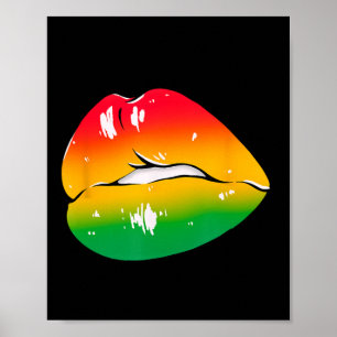 Rote Gelbe Grüne Lippen Afrika Mode Lippen Art Des Poster