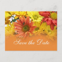 Rote, gelbe, orangefarbene Blume Save the Date Ankündigungspostkarte