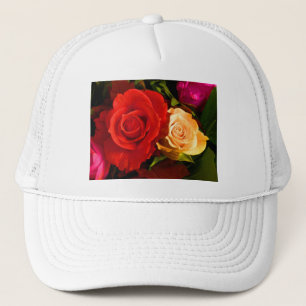 Rote Gelbe Rose Truckerkappe