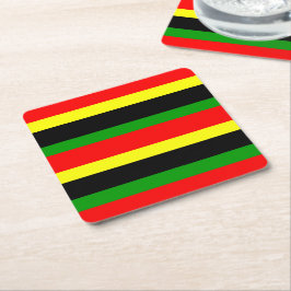 Rote, gelbe, schwarze und grüne Streifen Rechteckiger Pappuntersetzer