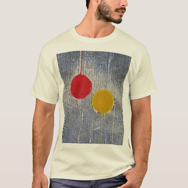Rote gelbe Sun-Stellen-Polka-Punkte abstrakt T-Shirt (Vorderseite)