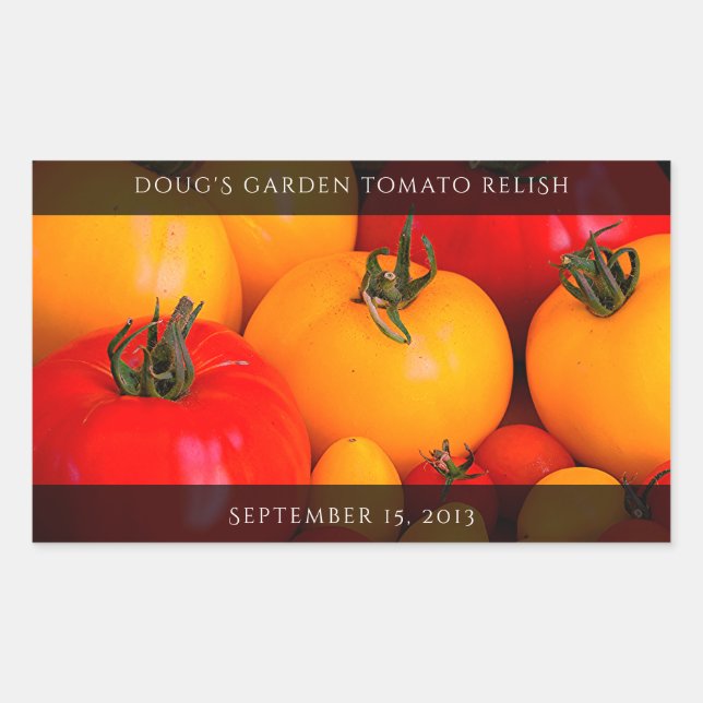 Rote Gelbe Tomaten Küche Gemüse Rechteckiger Aufkleber (Vorderseite)