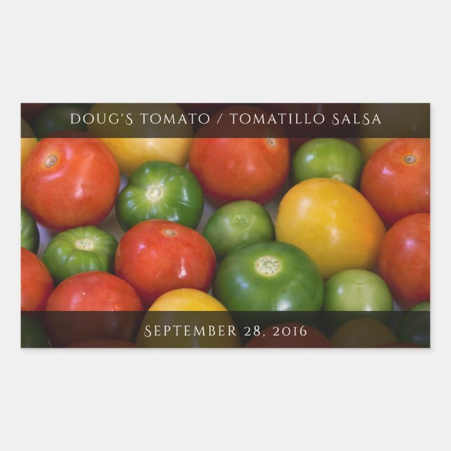 Rote Gelbe Tomaten/Paradeiser und grüne Tomatillos Rechteckiger Aufkleber (Vorderseite)