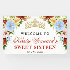 Rote, gelbe und blaue Blumen Herzlich Willkommen S Banner