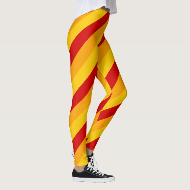Rote, gelbe und orange Streifen Leggings (Rechts)