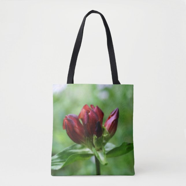 Rote gentianische Blume im Blut Tasche (Vorderseite)