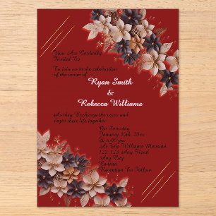 Rote geometrische Blumen-Hochzeitseinladung Acryleinladungen