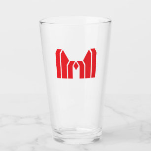 Rote geometrische Krone Buchstabe M Glas