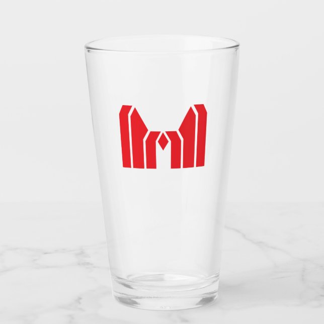 Rote geometrische Krone Buchstabe M Glas (Vorderseite)