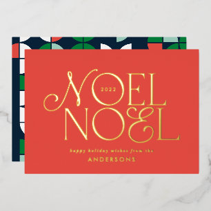 Rote geometrische Noel-Schrift elegant modern  Folien Feiertagskarte