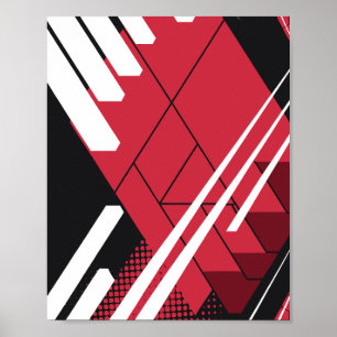 Rote geometrische Struktur mit schattierter Tiefe Poster