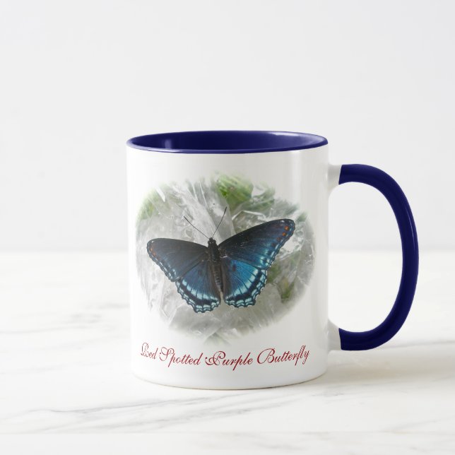 Rote Gepunktete Lila Schmetterlingsblume-Tasse Tasse (Rechts)