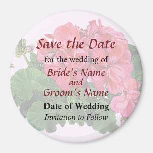 Rote Geranien und Knospen Save the Date Magnet
