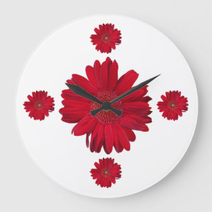 Rote Gerber Gänseblümchen-Fotografien Große Wanduhr