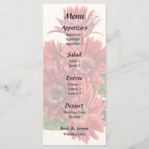 Rote Gerbera-Margeriten Menükarte