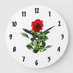 Rote Gerbera-Marguerite Große Wanduhr