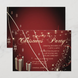 Rote Geschenke, Bow, Confetti Company Weihnachten Einladung
