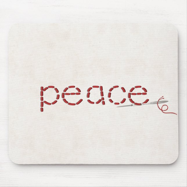 rote gesteppte PEACE-Textnachricht mit Nadel Mousepad (Vorne)