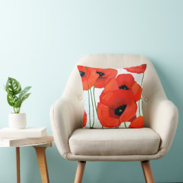 Rote gestrichene Poppies Kissen
