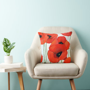 Rote gestrichene Poppies Kissen
