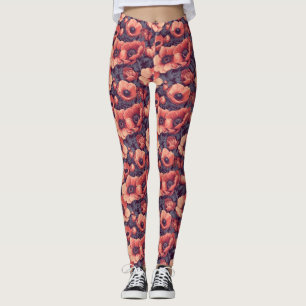 Rote Gewichte stemmen Anemonen Blumen Brautjungfer Leggings
