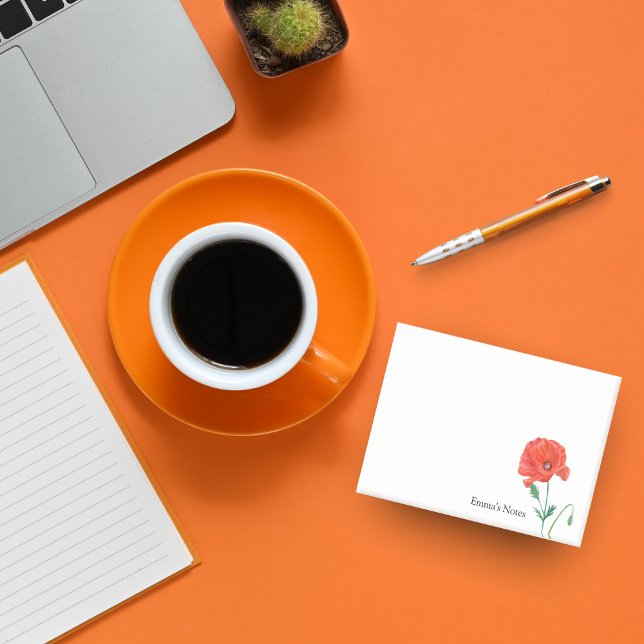 Rote Gewöhnliche Mohn-Wasserfarbe Personalized Post-it Klebezettel (Von Creator hochgeladen)