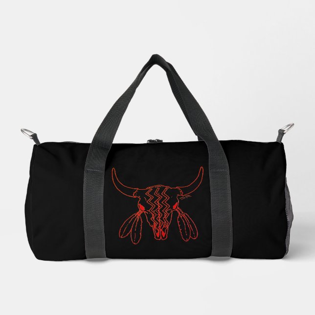 Rote Ghost Dance Büffel Linie schwarze sm Duffel-T Duffle Bag (Vorderseite)