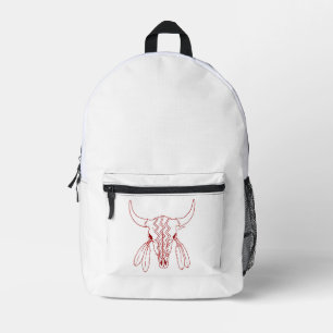 Rote Ghost Dance Büffel Linie weißer Rucksack