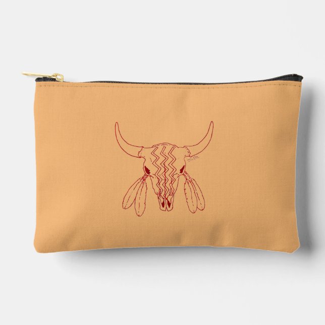 Rote Ghost Dance Büffel-Tasche Accessoire-Tasche Zubehörtasche (Vorderseite)
