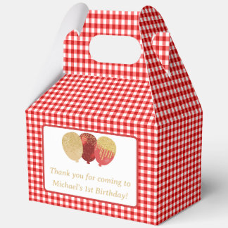 Rote Gingham-Ballons Benutzerdefinierte Foto-Gebur Geschenkschachtel
