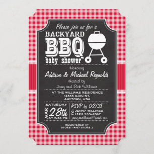 Rote Gingham BBQ Baby Shower Einladung