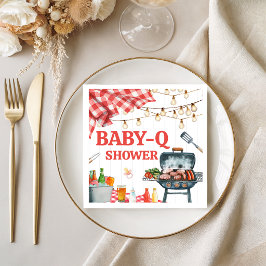 Rote Gingham-BBQ-Baby-Shower-Servietten Serviette