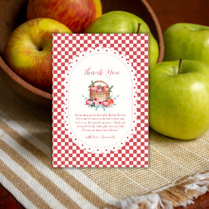 Rote Gingham-Blumen-Ernte-Apfel-Baby-Party Dankeskarte