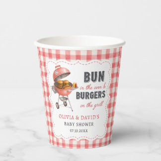Rote Gingham-Burger-BBQ-Baby-Shower-Papierbecher Pappbecher